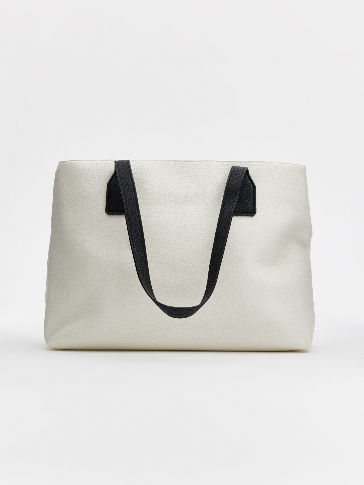 Bolso shopper blanco efecto piel