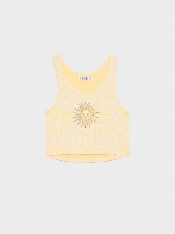  Crop All Over Print T-Shirt light yellow