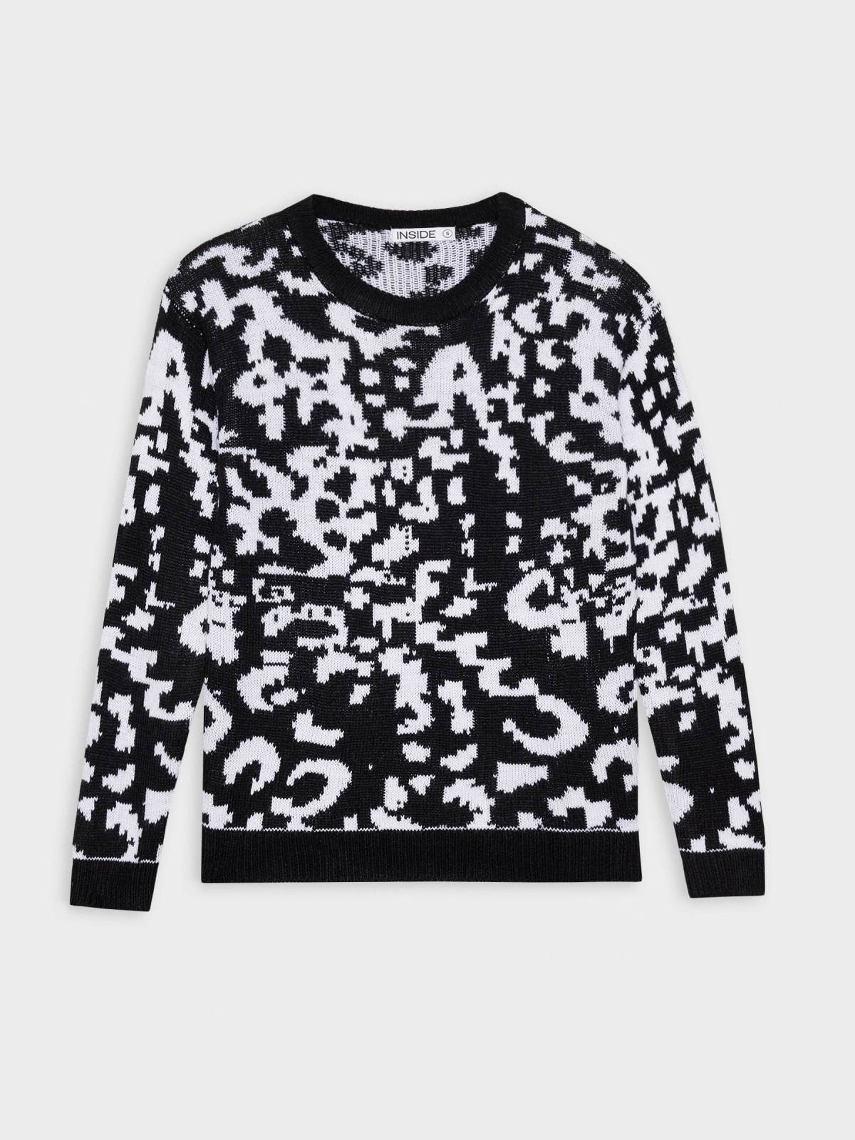  Black and white abstract sweater black