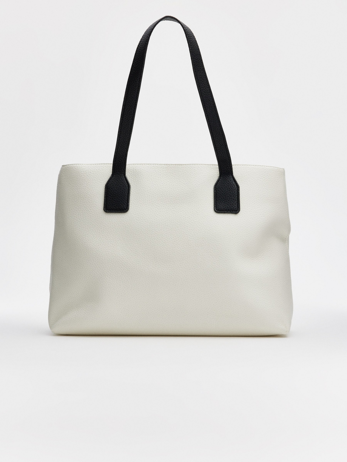 Bolso shopper blanco efecto piel blanco vista lateral 45º