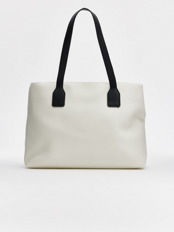 Bolsa shopper efeito couro branco branco vista lateral 45º