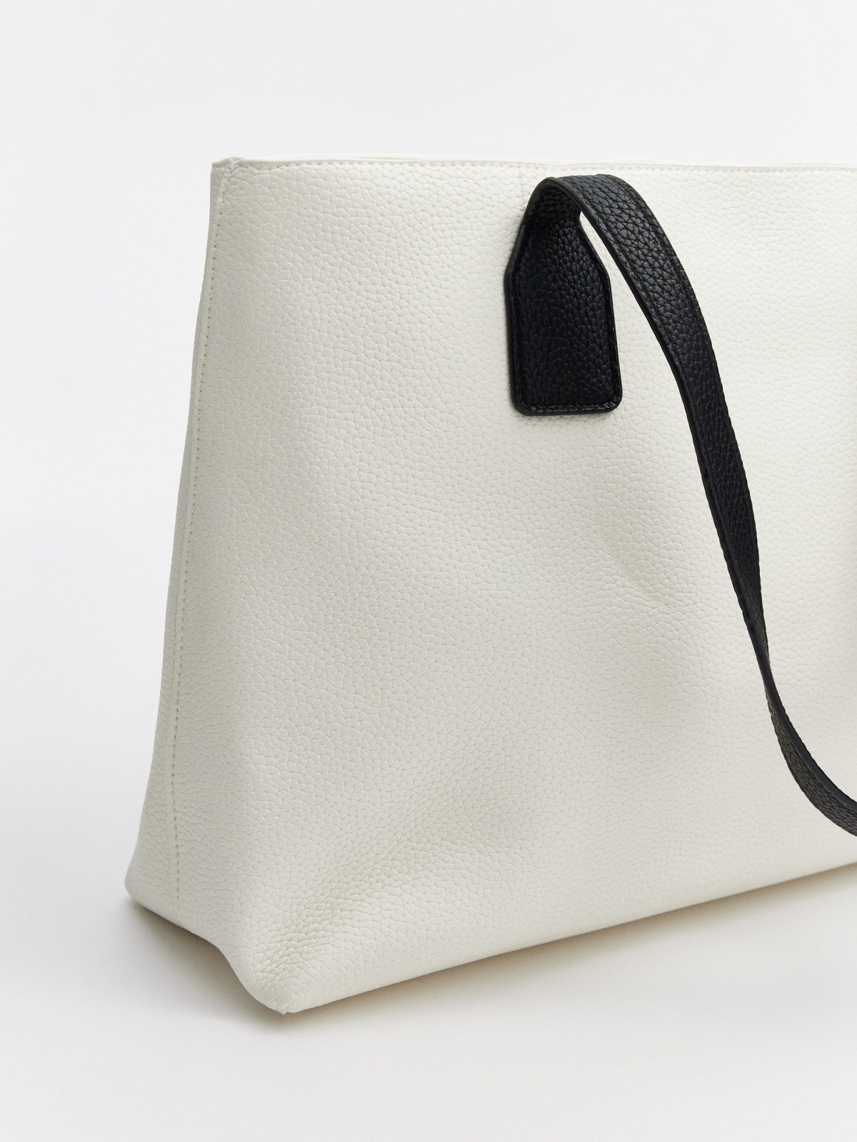 White leather effect shopper bag white detail view