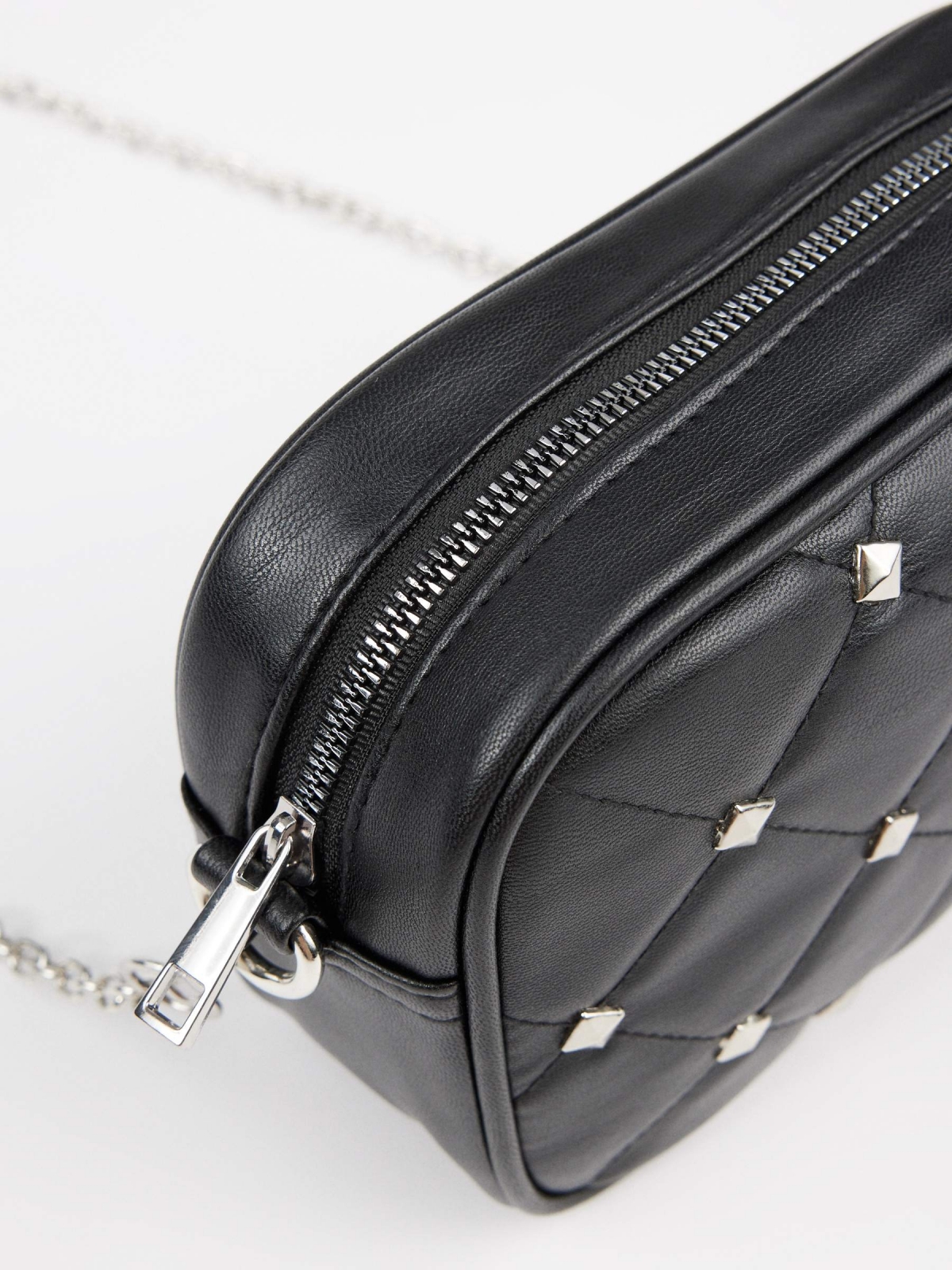 Studded shoulder bag black 45º side view