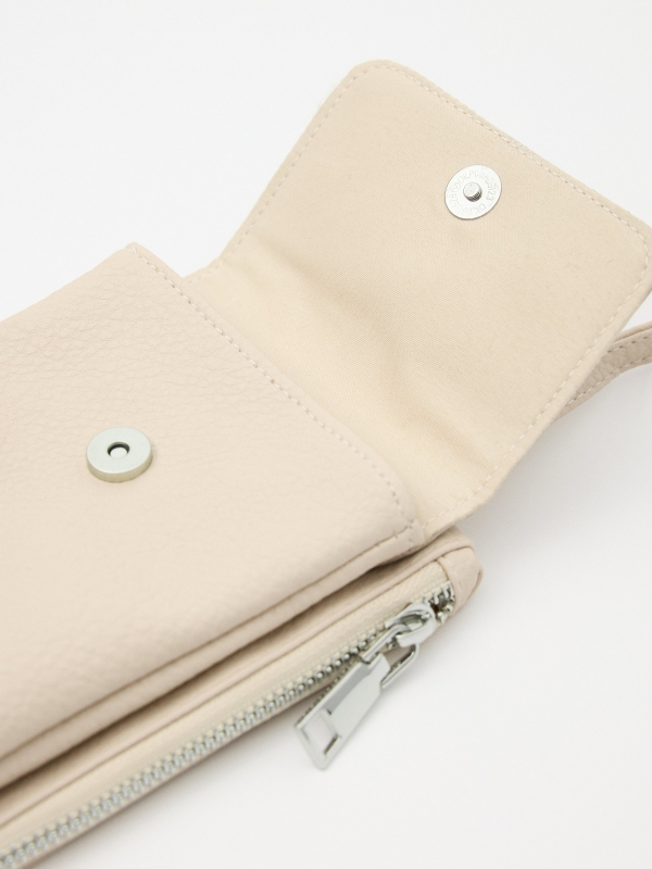 Bolso mini 12x19cm beige vista detalle