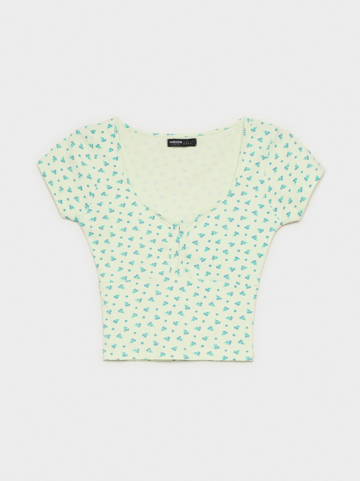  Floral print top light green