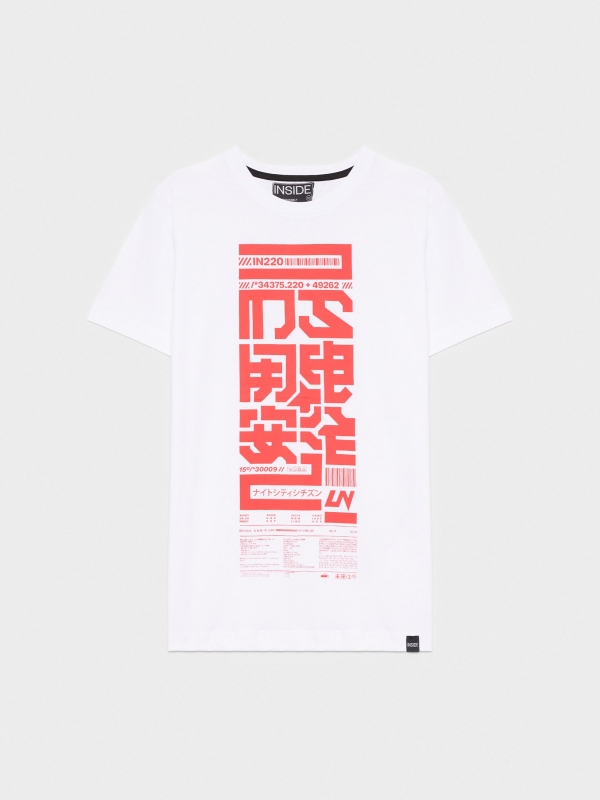  Camiseta negra estilo japonés blanco