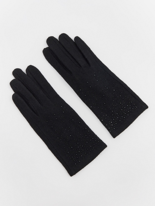 Guantes táctiles strass negro