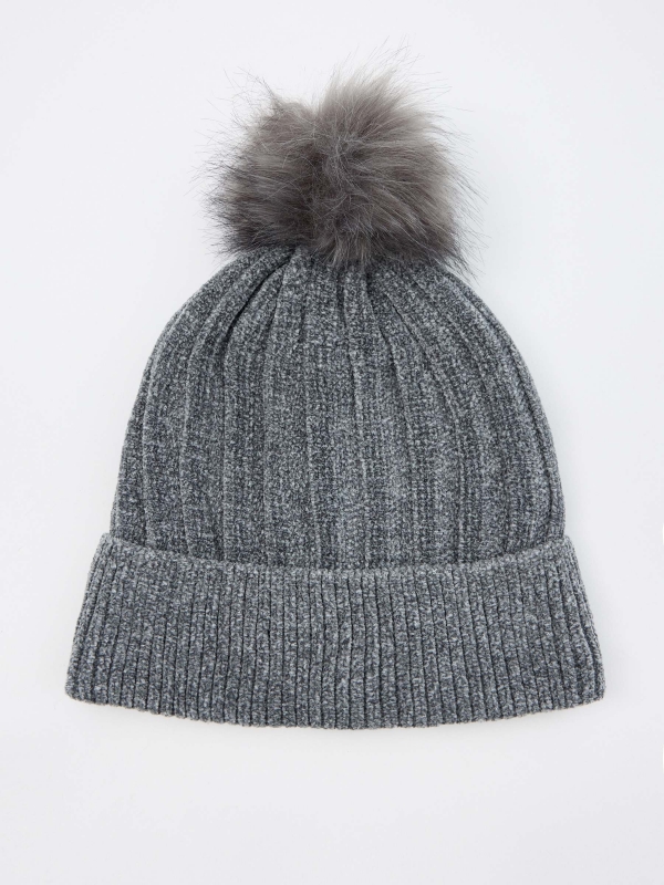 Dark gray chenille hat grey