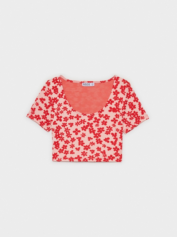  Camiseta Crop Print flores multicolor