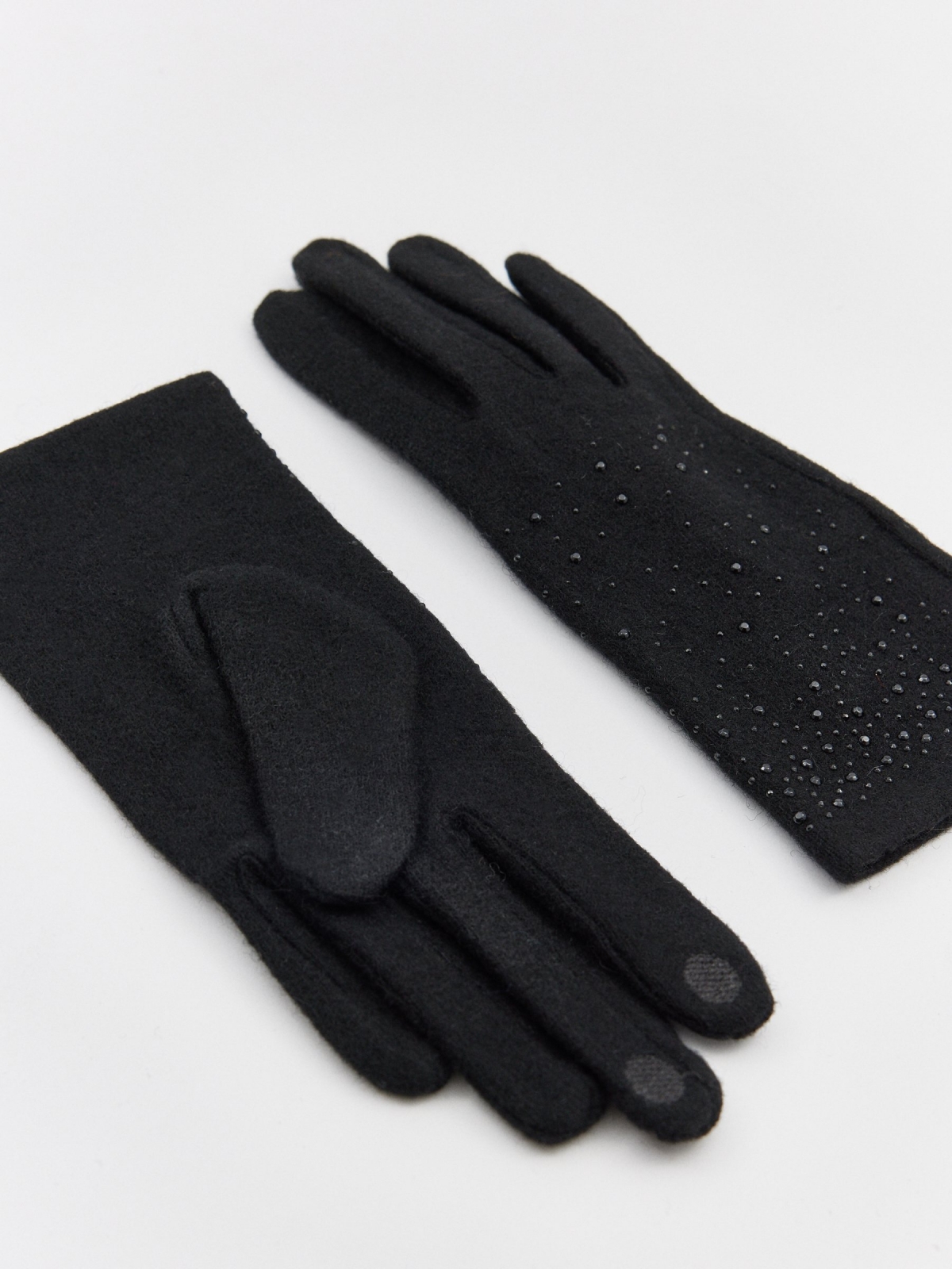 Guantes táctiles strass negro vista aérea