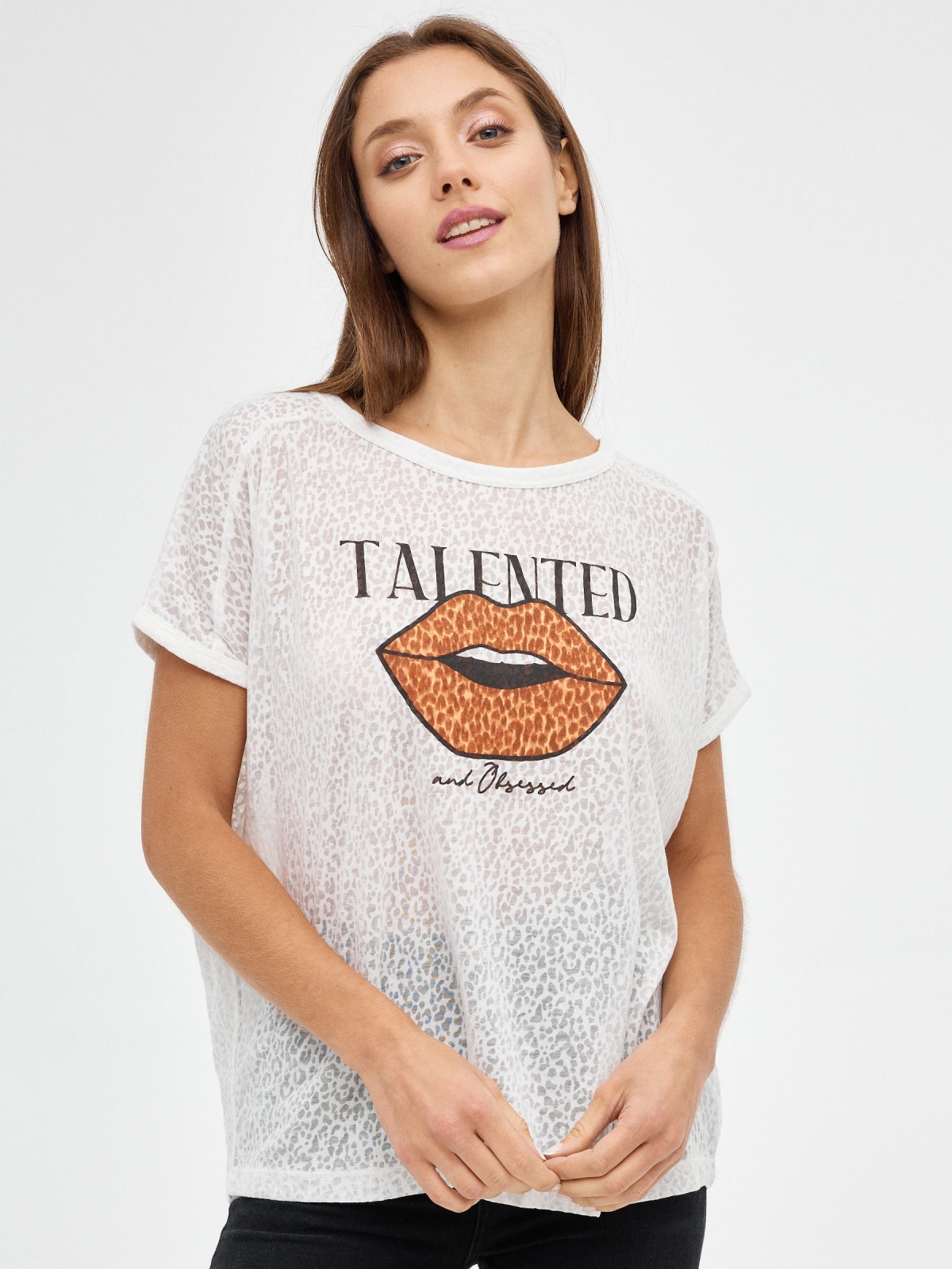 T-shirt de talento off white vista meia frontal