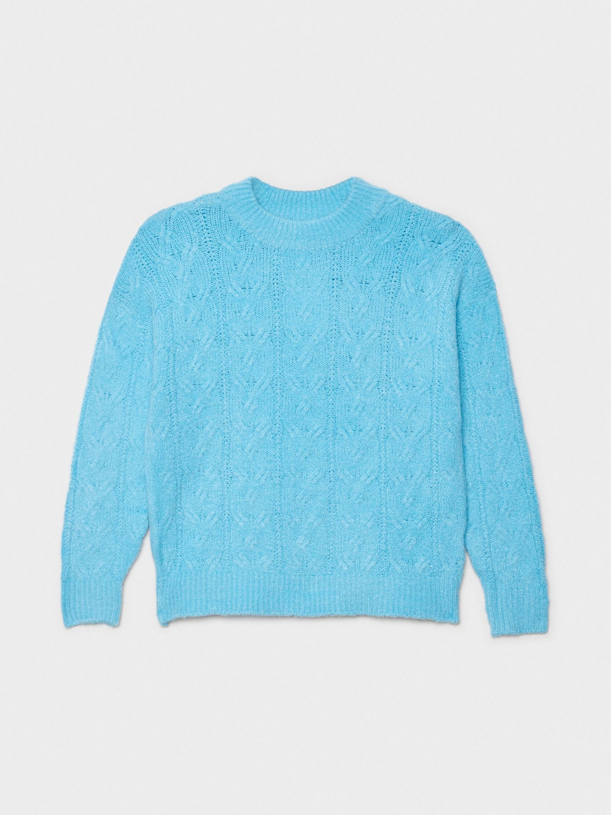  Knitted sweater round neck turquoise