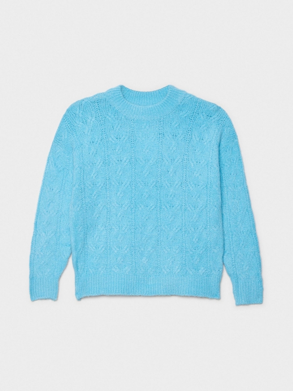  Knitted sweater round neck turquoise