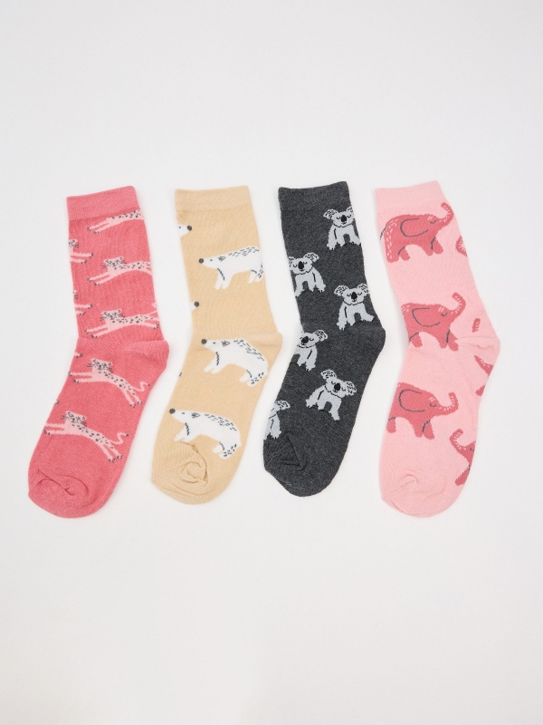 Pack 4 calcetines estampado animales multicolor vista frontal