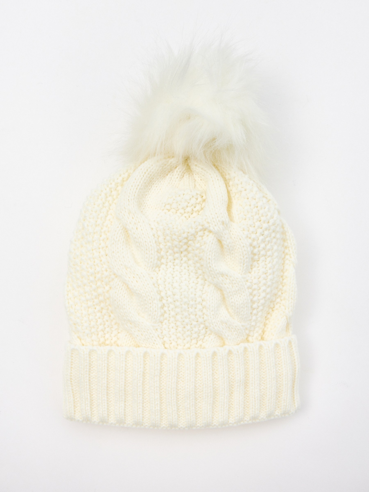 Gorro blanco de punto de arroz beige