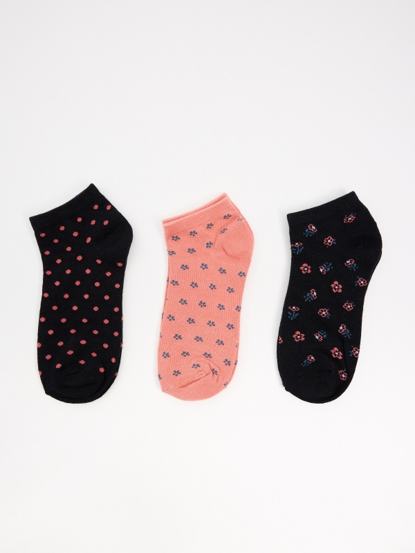 Pack of 7 printed ankle socks multicolor middle front view