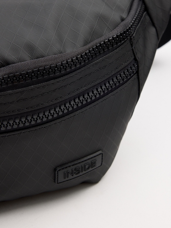 Double zipper fanny pack black detail view