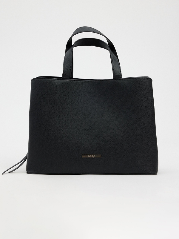 Bolso shopper efecto piel negro