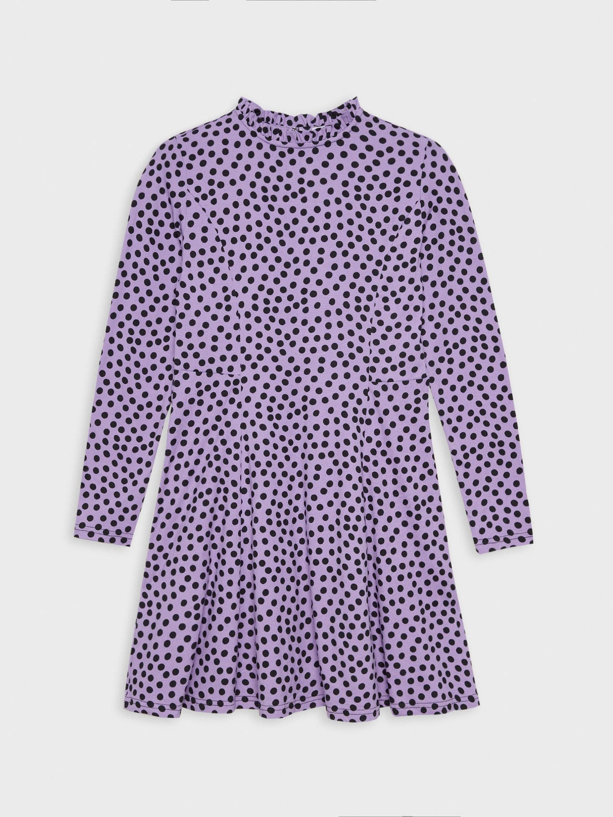  Perkins neck polka dot print dress lilac