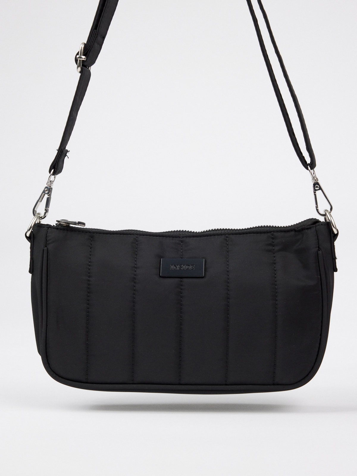 Bolso bandolera nylon acolchado negro vista trasera