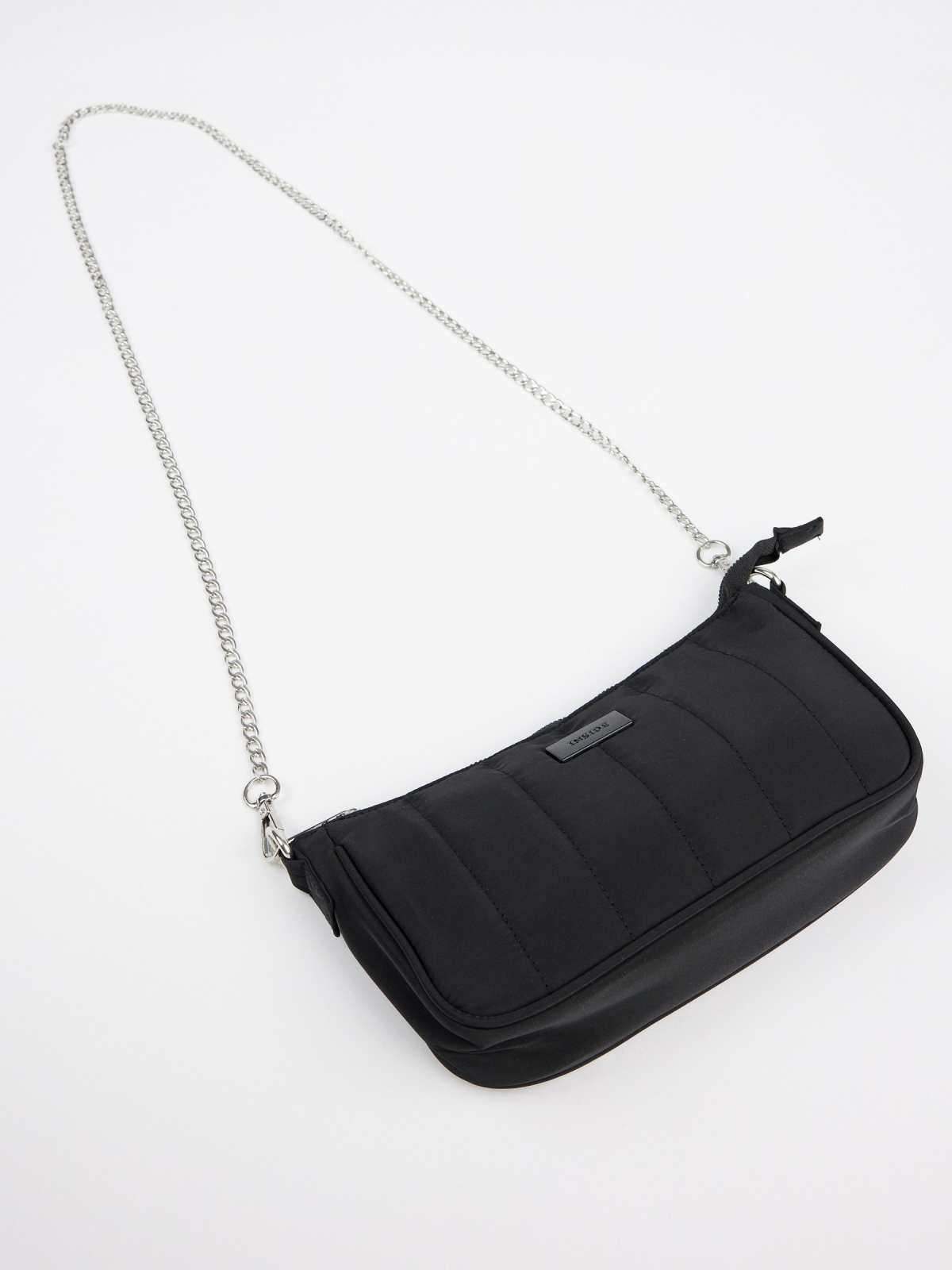 Quilted nylon shoulder bag black