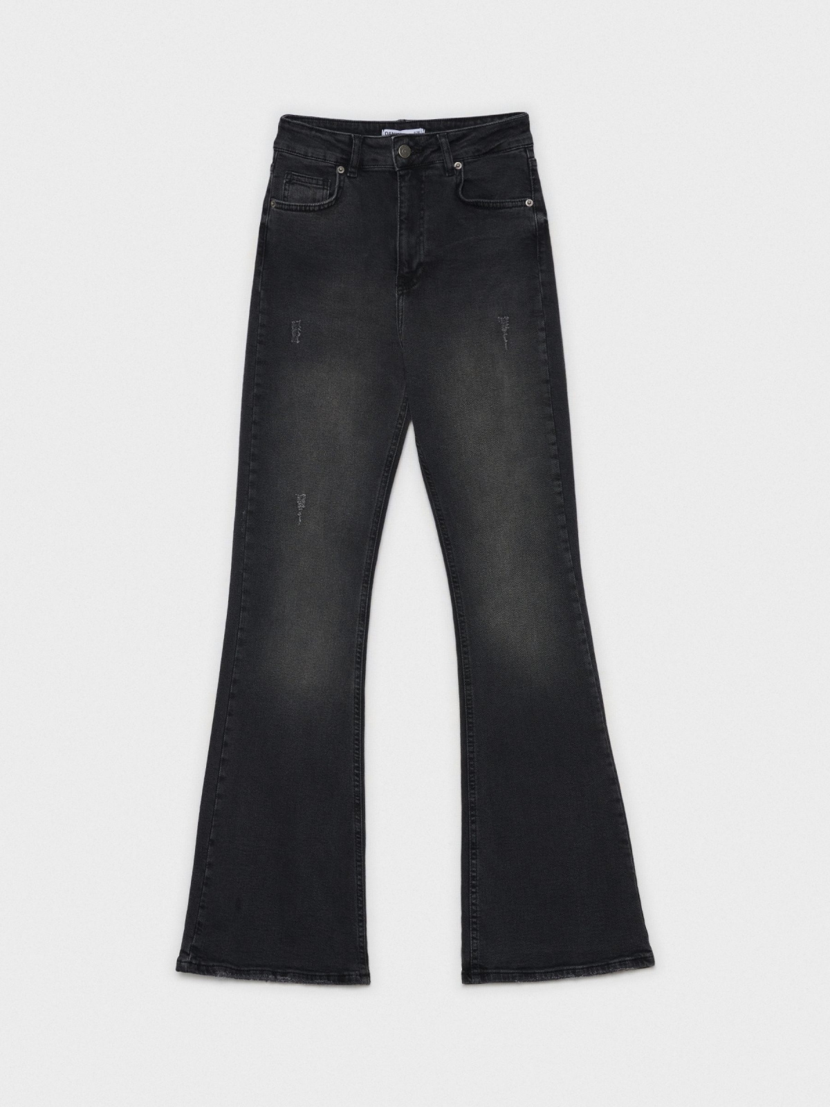  Jeans flare negro tiro alto negro