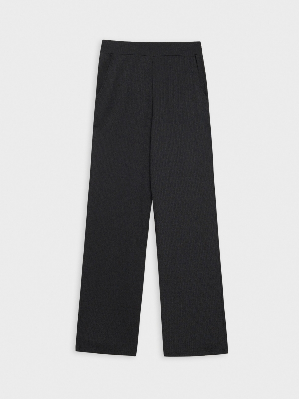  Textured black wide leg pantalon black