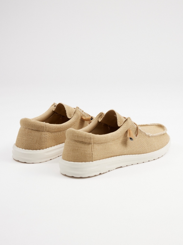 Nylon elastic sneakers sand 45º back view