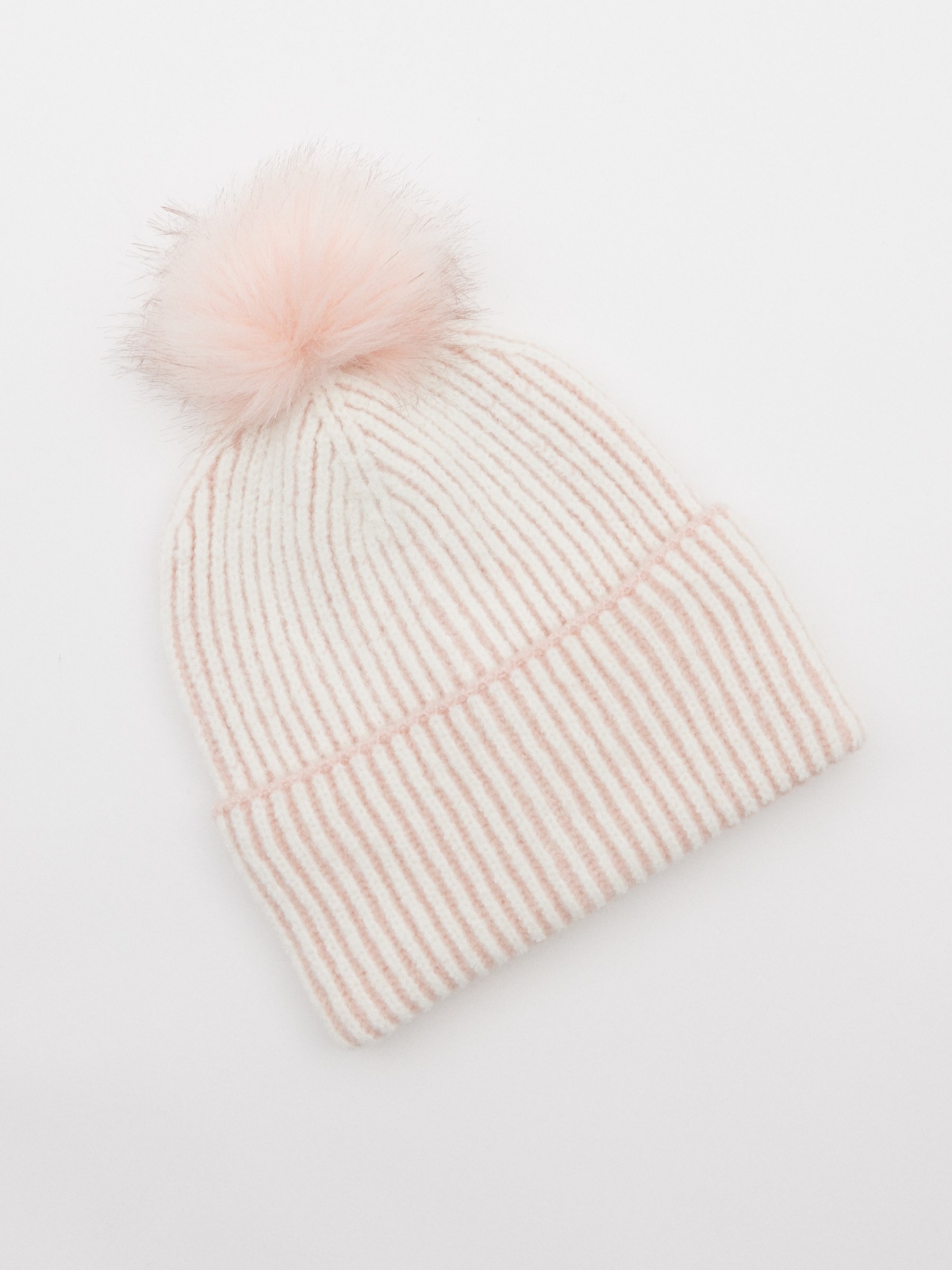 Gorro rosa claro con pompón rosa claro