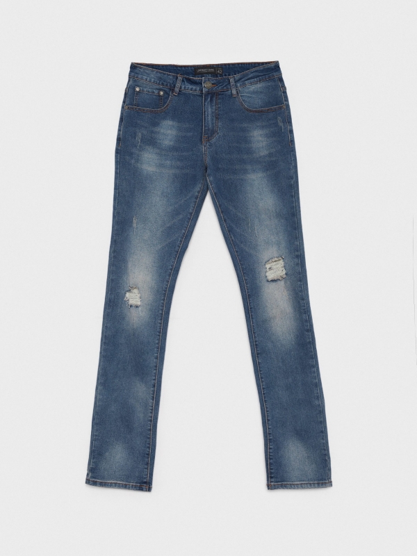  Jeans slim rasgados azul