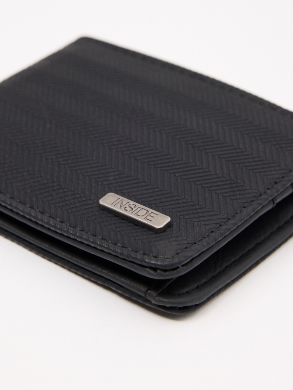 Ethnic design leatherette wallet black 45º side view