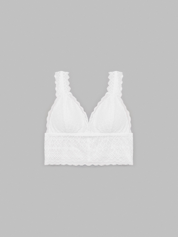 Bralette blanco de encaje blanco vista media trasera