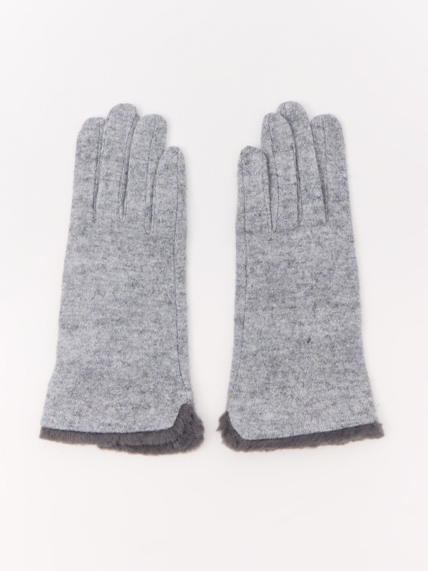 Grey fur lined gloves grey