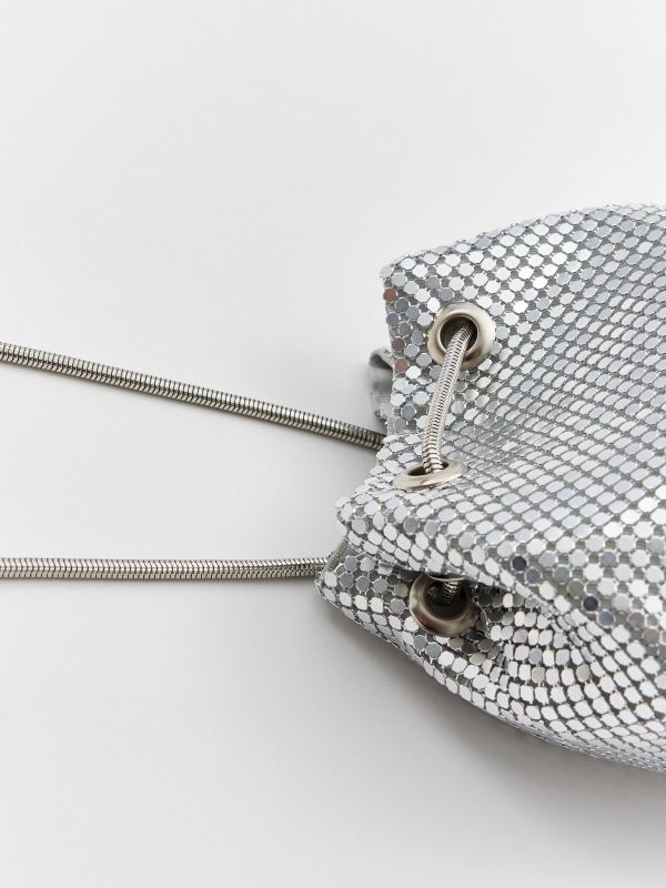 Metallic bucket bag silver back view