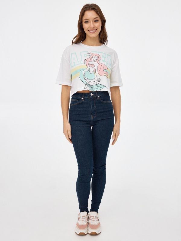 Camiseta crop Ariel blanco vista general frontal