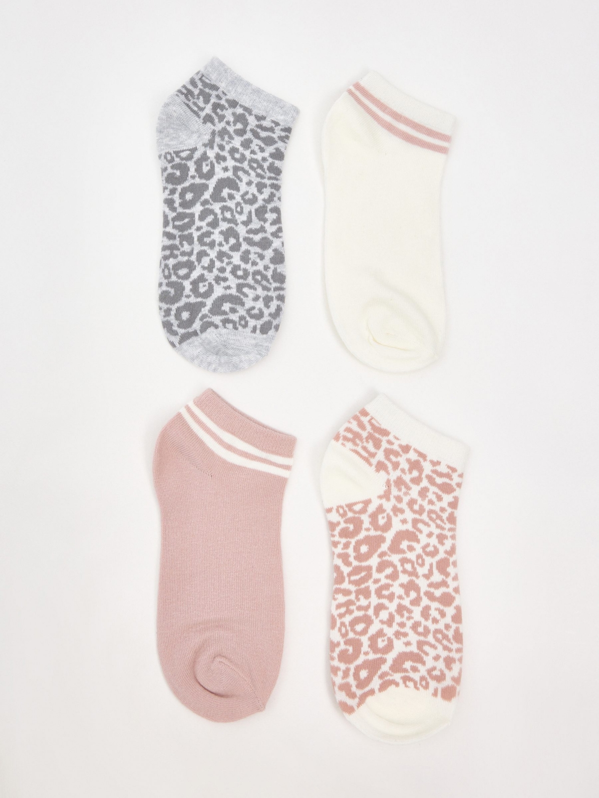 Pack 4 calcetines tobilleros animal print multicolor vista frontal