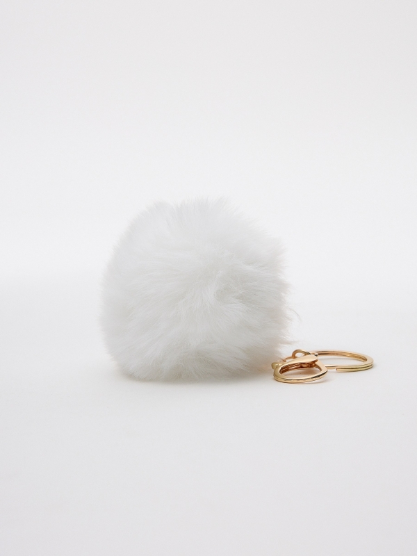 White pompom keychain