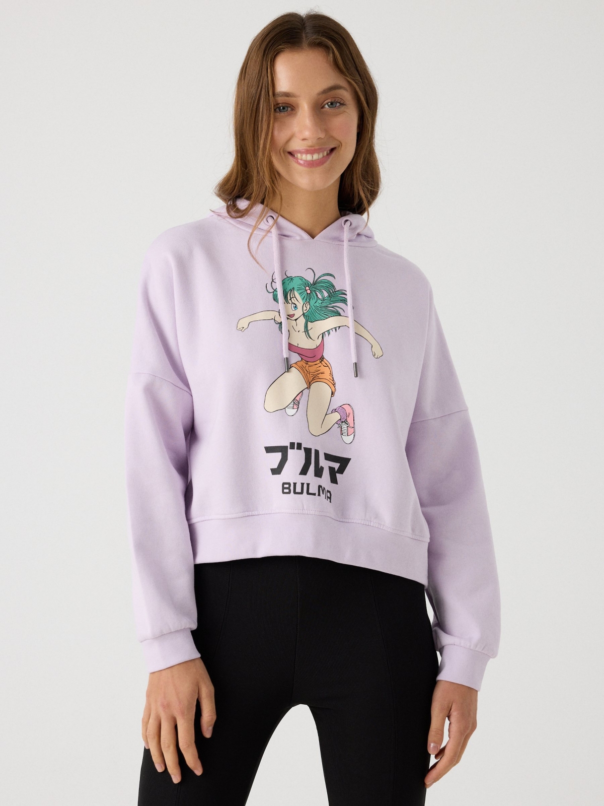 Hoodie Bulma Dragon Ball malva vista meia frontal