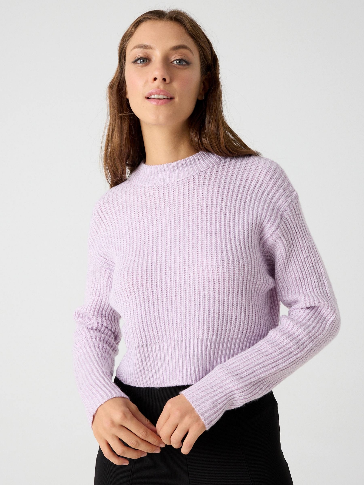 Sweater round neck lilac middle front view