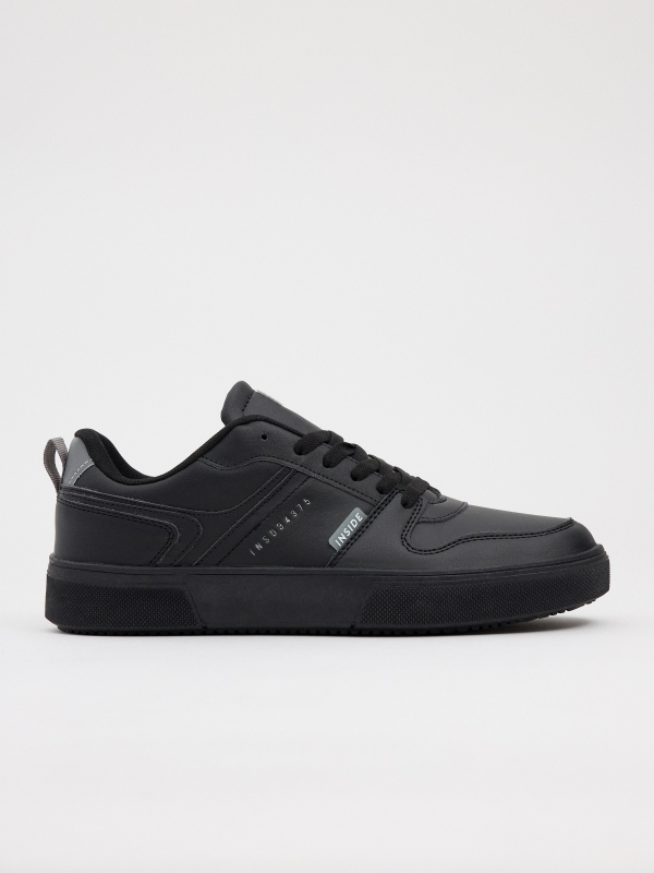 Black leather-effect retro sneaker black