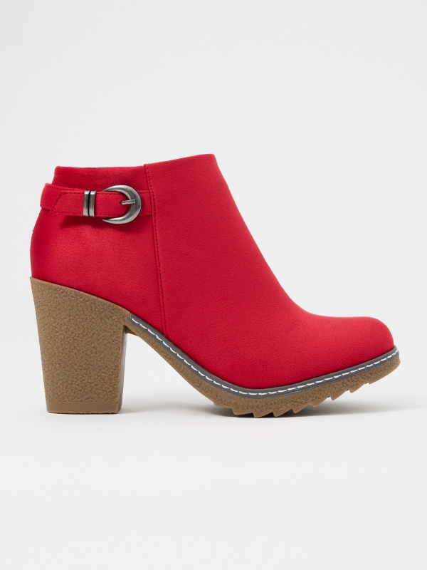 Buckle heel bootie red