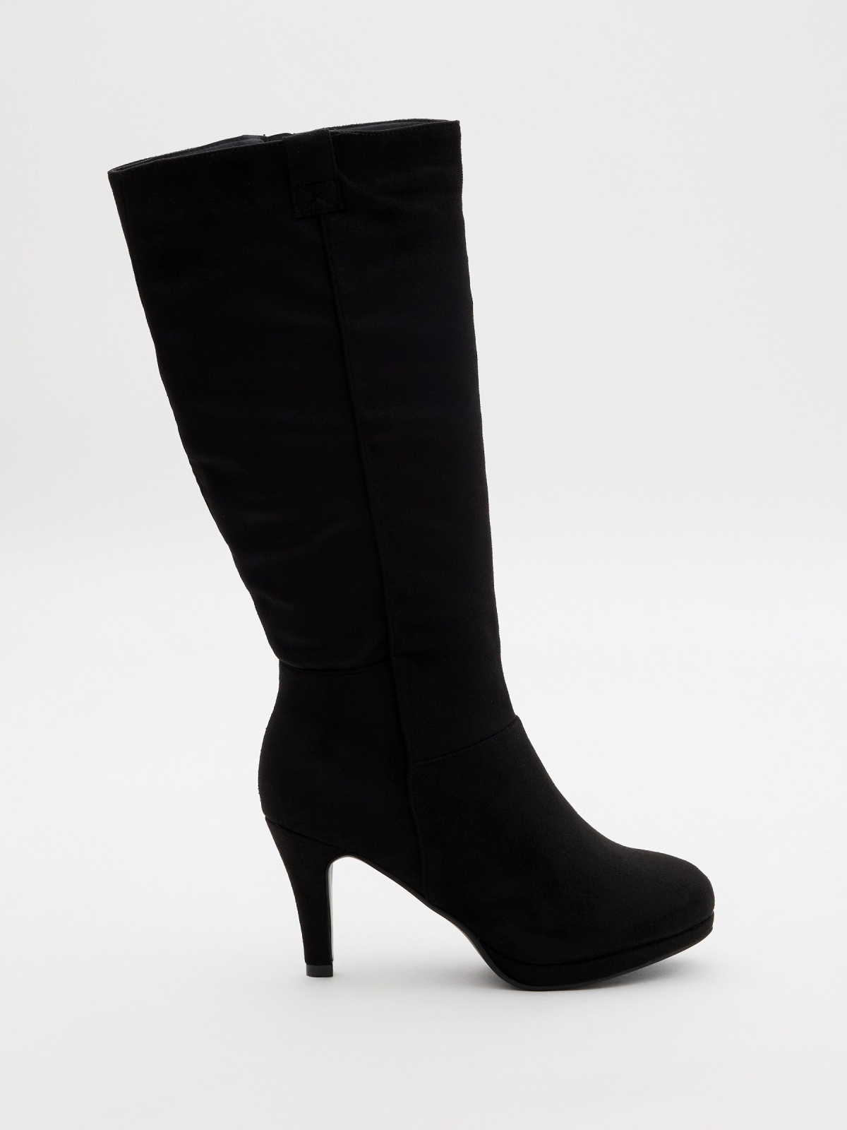 Suede heel boot black