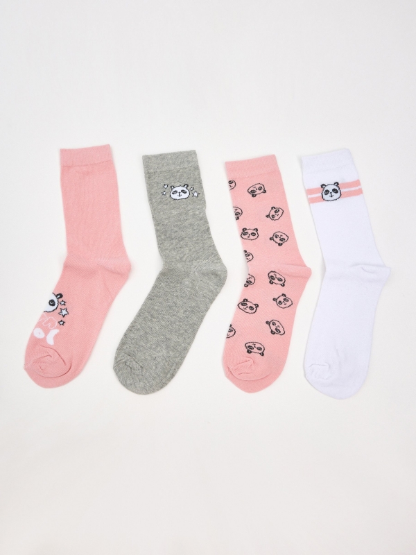 Pack 4 calcetines estampado pandas multicolor vista frontal