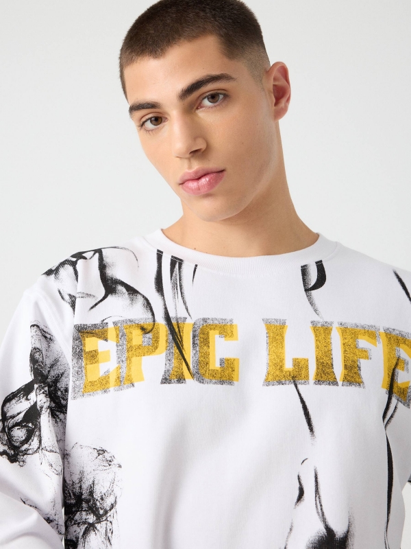 Sudadera estampado epic blanco vista detalle