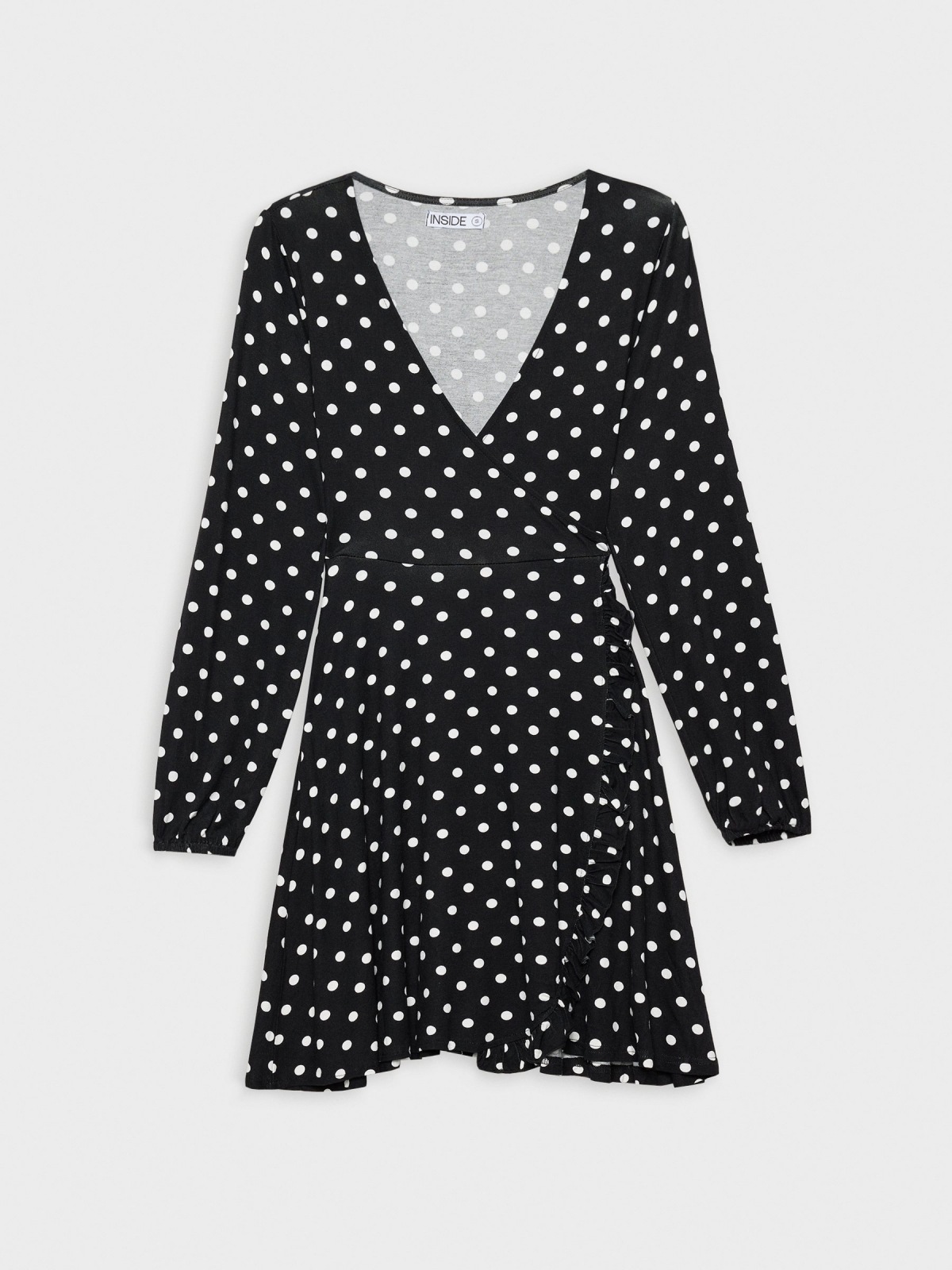  Polka dot print V-neck dress black