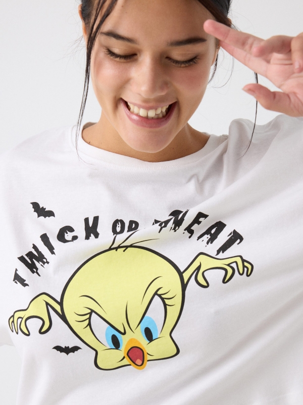 Tweety Halloween print t-shirt white detail view