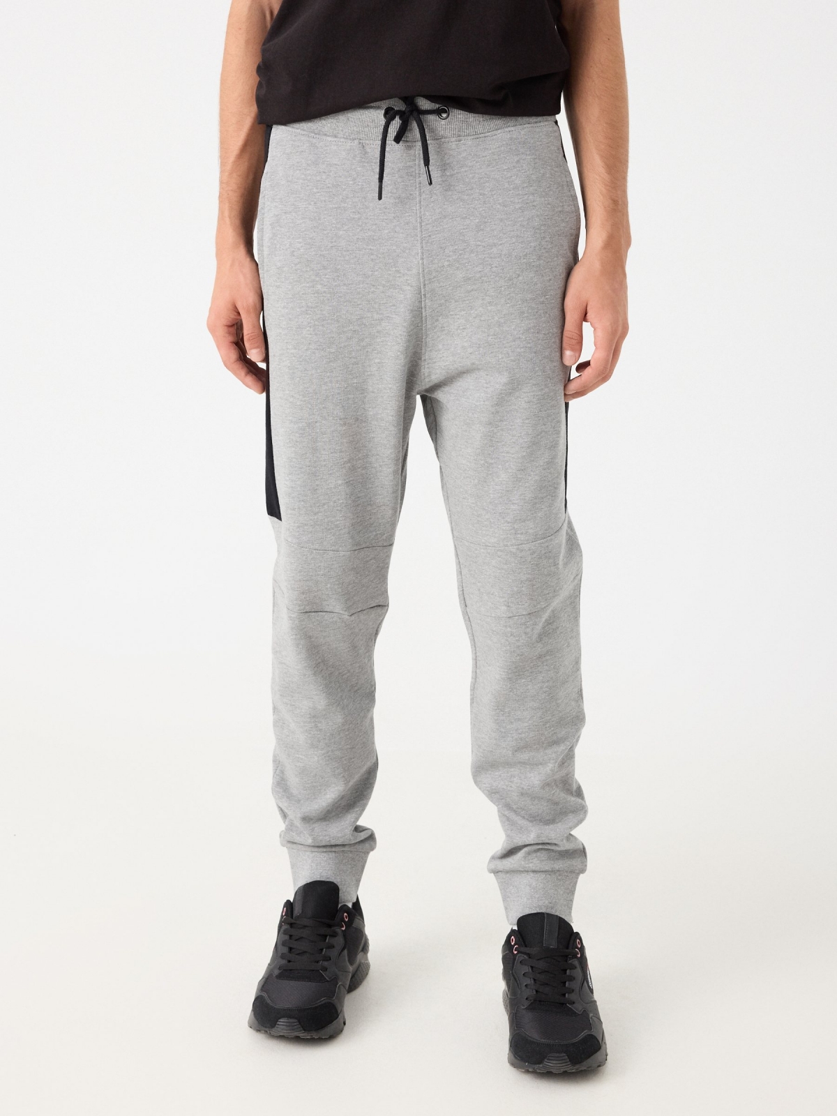 Gray melange joggers melange grey middle front view