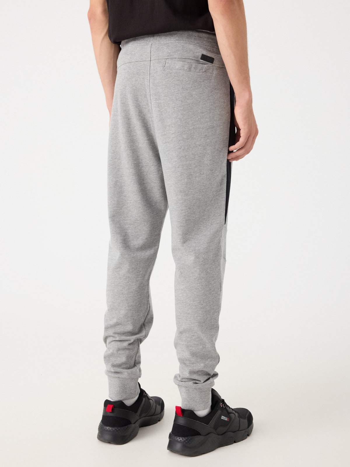 Gray melange joggers melange grey middle back view