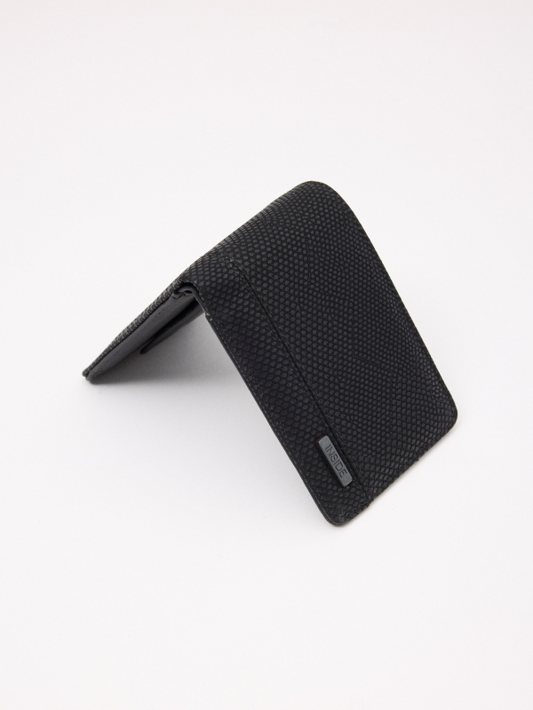 Black wallet black 45º side view