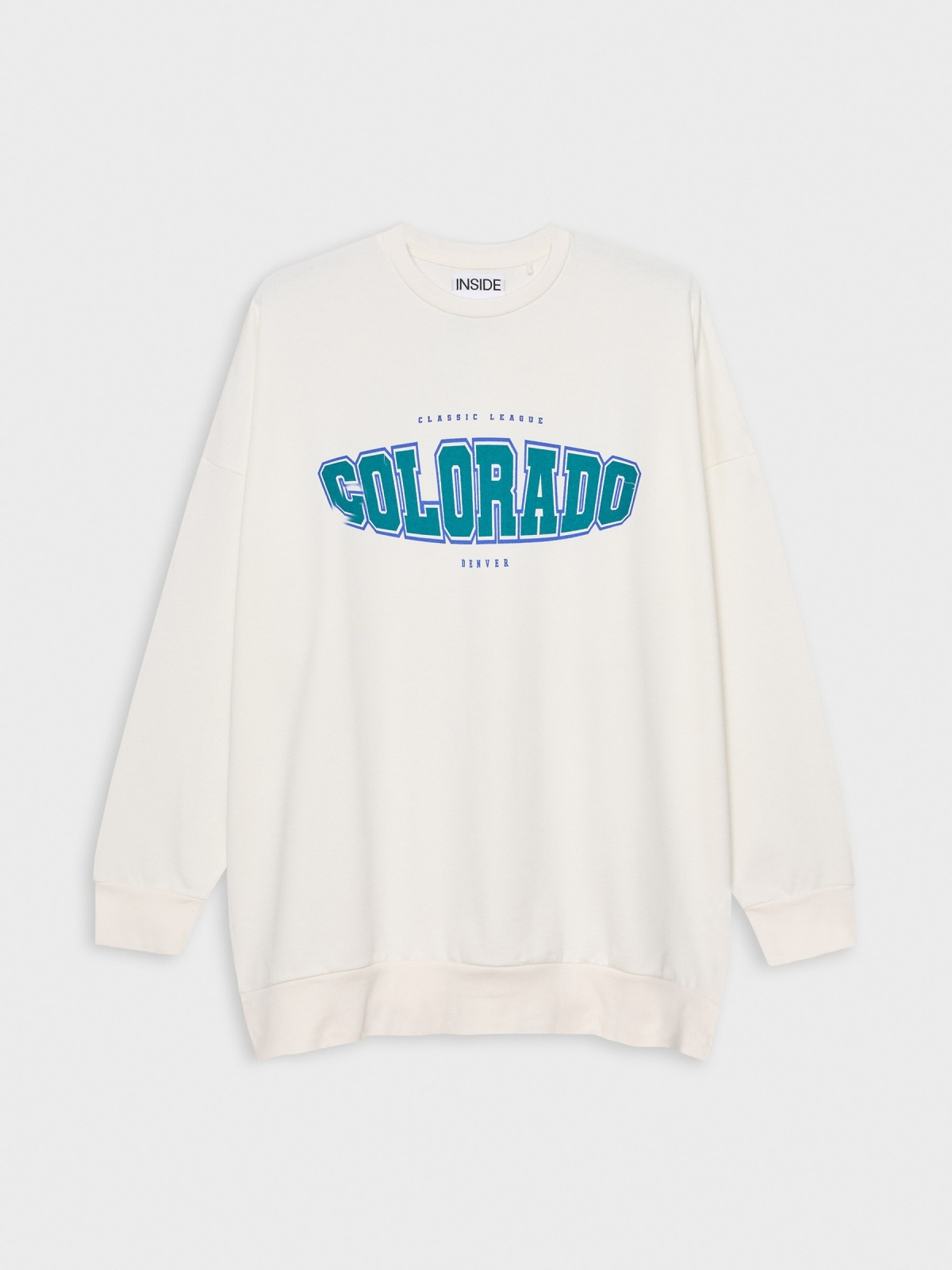  Sudadera oversized con estampado blanco roto